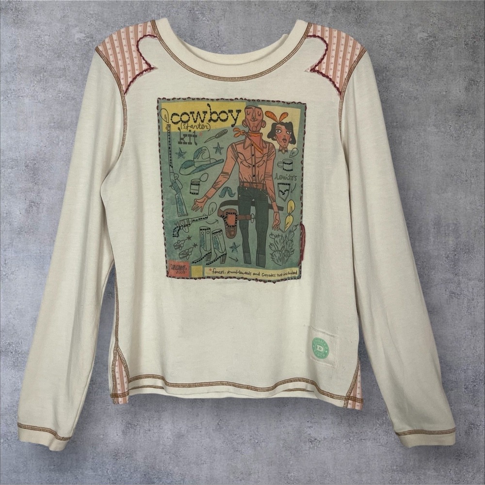 Double D Ranch Cowboy Starter Kit Long Sleeve Pullover T-Shirt Womens M Western - Picture 2 of 10
